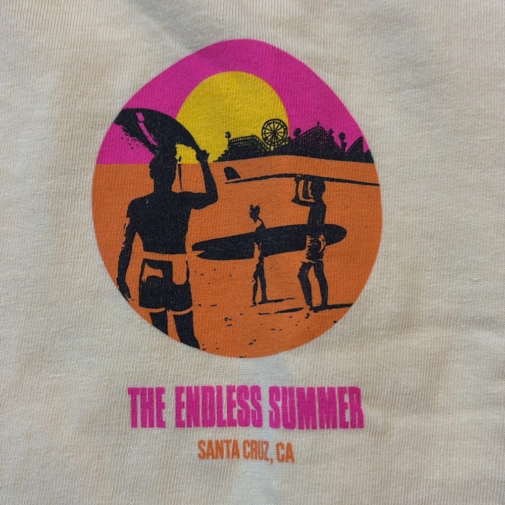 The Endless Summer Yellow T-Shirt, Santa Cruz Ca.
Gently worn, no rips/stains.